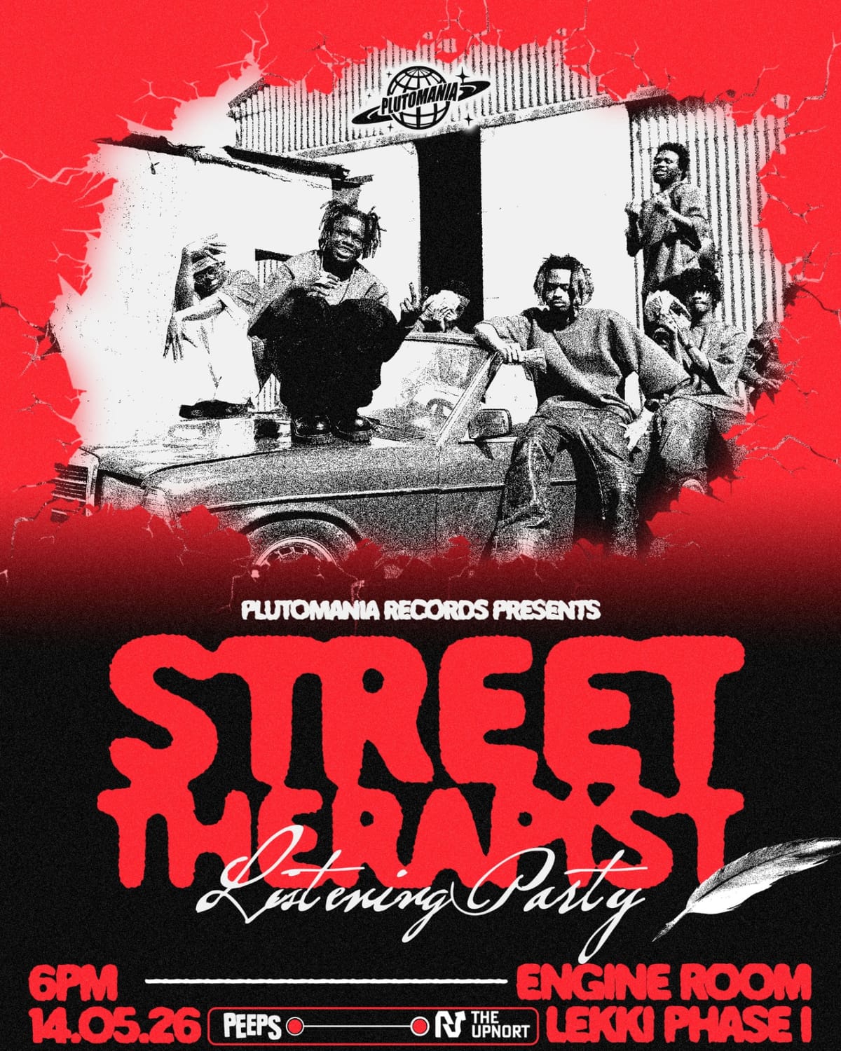 Street Therapist listening party poster — Famous Pluto